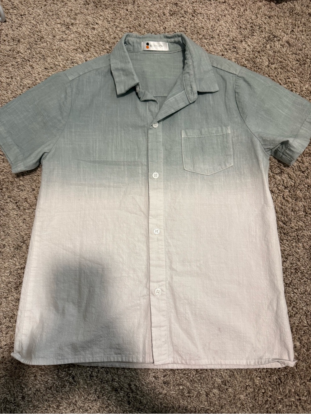 Kids Short-Sleeve Ombre Button-Up Shirt Grey and White